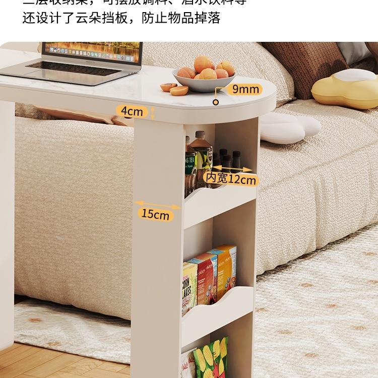 奶油风台缩桌家用可伸小客985厅岩板餐边吧柜隔断一体靠墙户型储