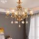 别墅客餐厅主卧室轻奢吊灯663经典 美式 古厅水全晶铜吊灯欧式 吊复