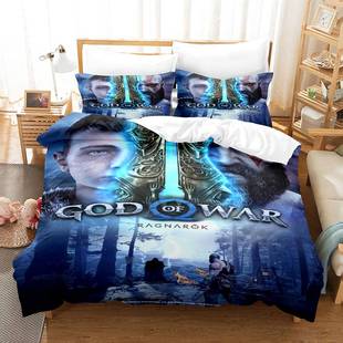 新款战神3d数码印花磨毛床上用品四件套三件套床单被单枕头