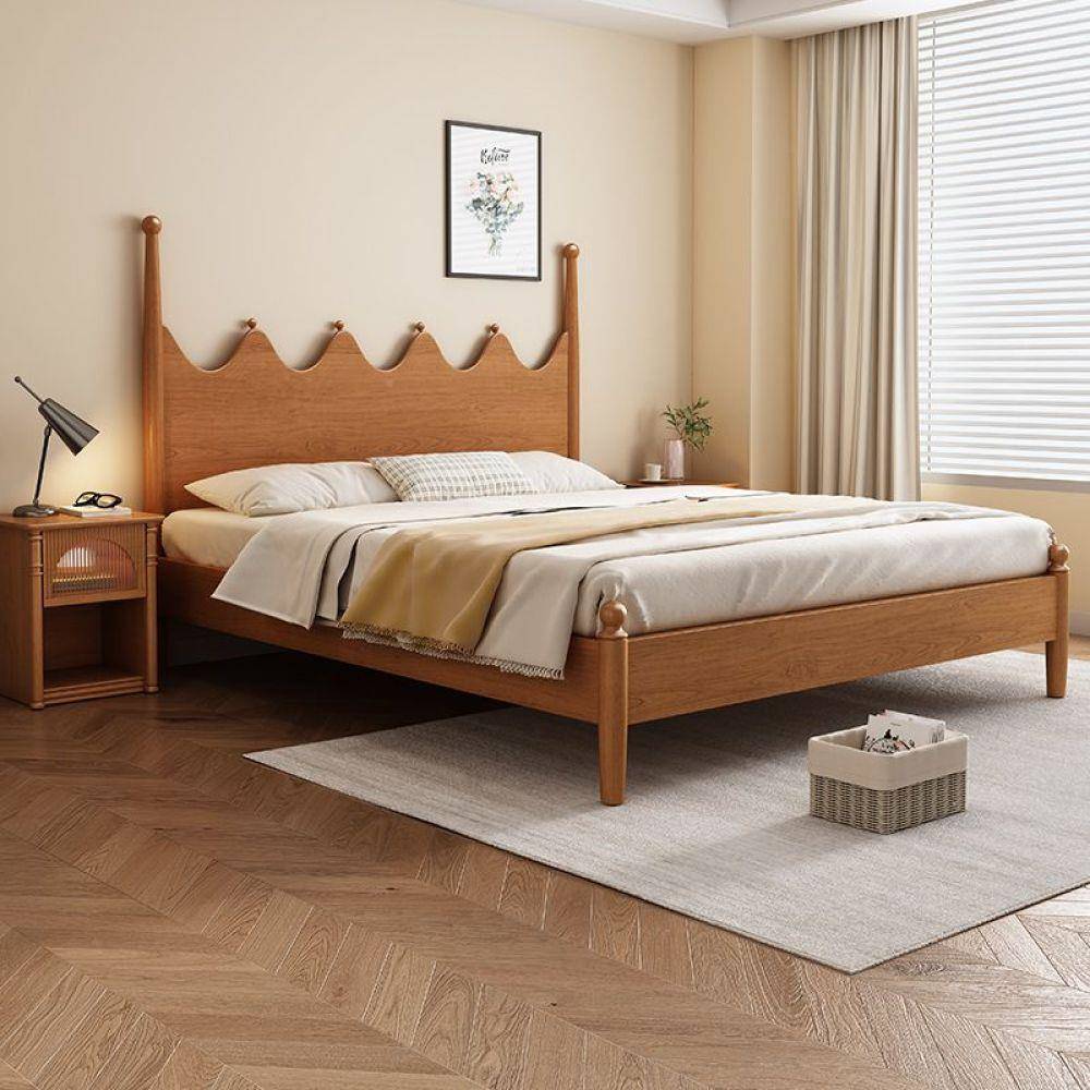 复古全实木床简约1.5米日式人床樱621#1桃木色卧.8米单法式双人主