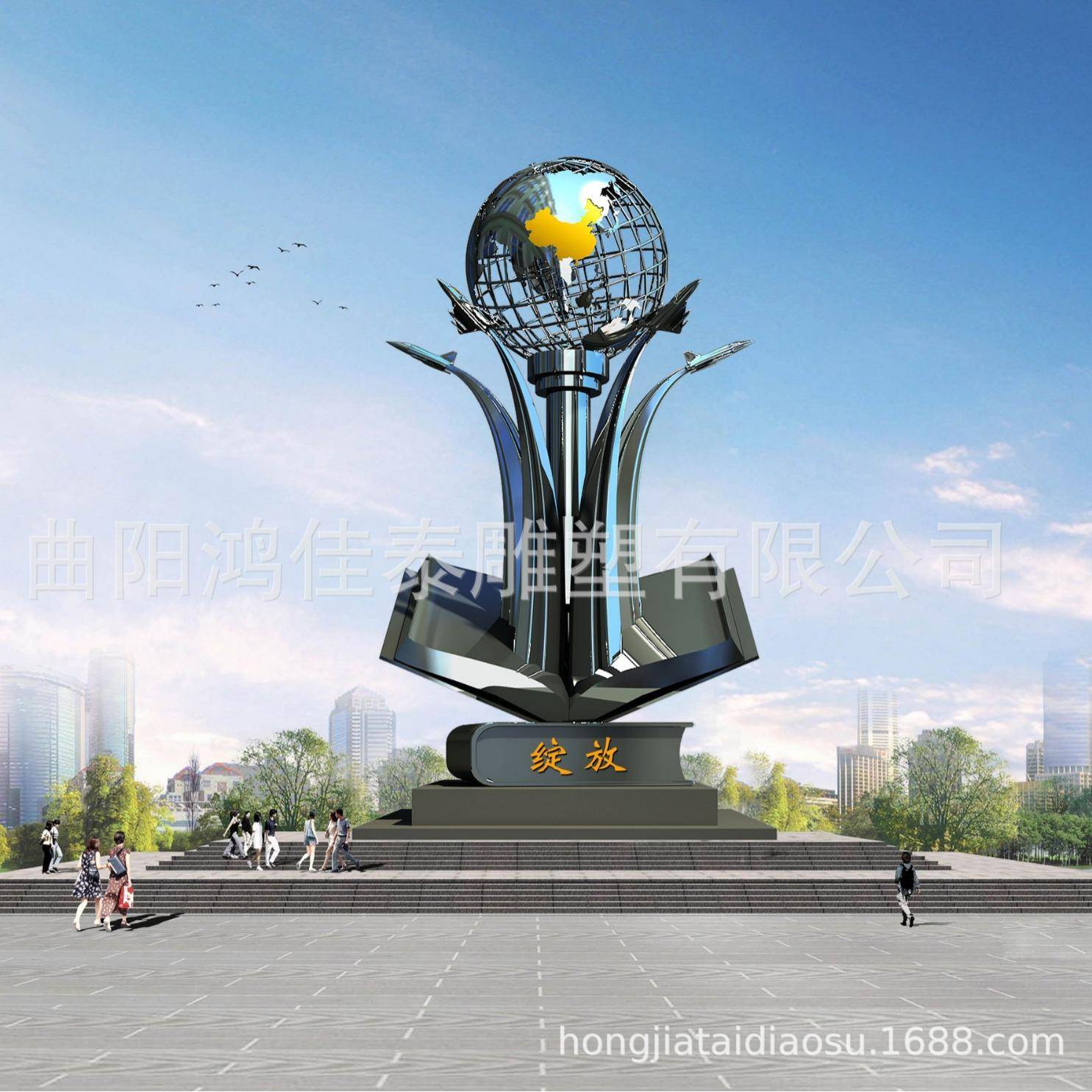 大型外不锈钢雕塑厂家镜面景摆件创意户鹿金518属廊架观动物工艺