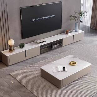 兴采蓝岩板电视柜简约现代小户型客厅家用地柜灰色加高实木电视柜