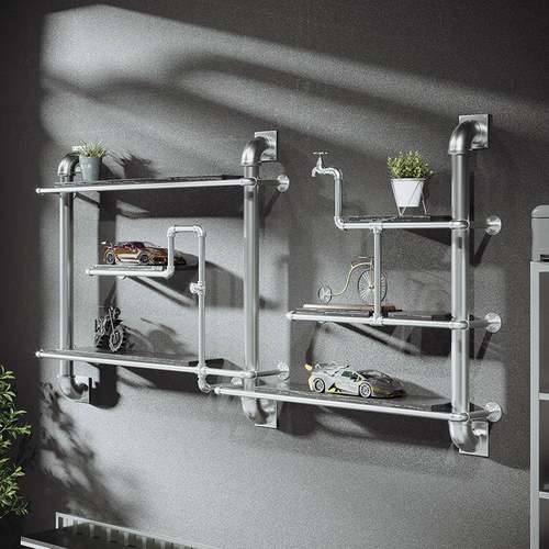 铁LD-85689艺水管物客厅创意墙上壁挂酒吧装饰置复书古工业风架实