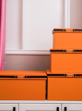 B家样K9KTKB32344用储物箱整理箱特号皮质板大房装饰摆件橙色衣柜