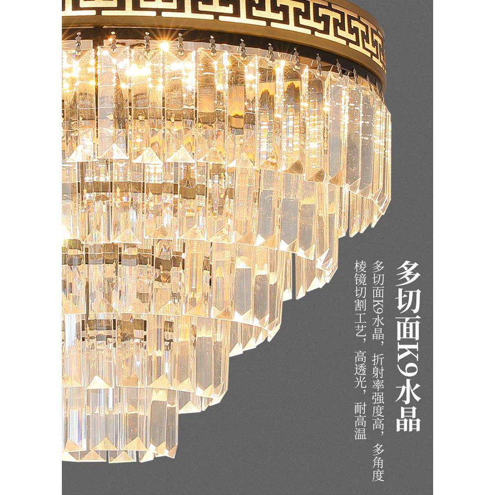 灯之全铜新中蕴水晶式吸顶309灯卧厅室圆形餐厅灯现代门灯过道吊