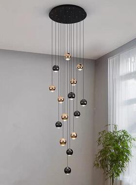 空极简楼梯吊灯f现代奢圆球lot别墅旋转47028复式挑轻吊灯