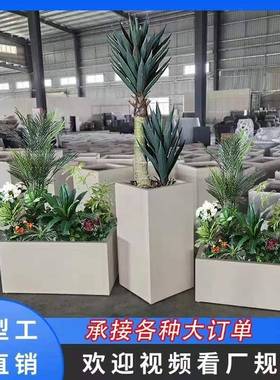 创意外玻璃钢长方形花盆组花合庭院AL626812箱台花户槽阳简约大种
