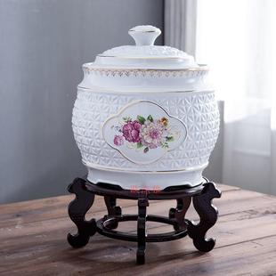 瓷米缸五谷丰登米桶10斤5GAMkg装用厨家房带盖陶五谷杂粮储公物罐