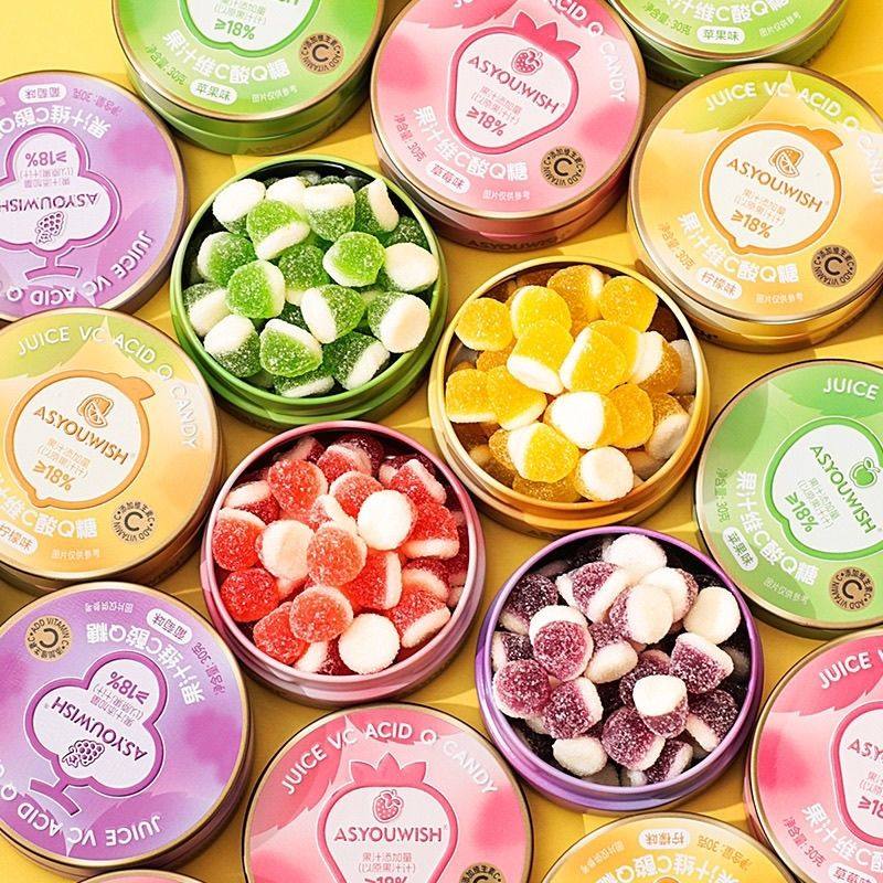 果汁软糖铁盒酸qq糖便携式网红盒装糖果怀旧零食喜糖卡通解馋食品