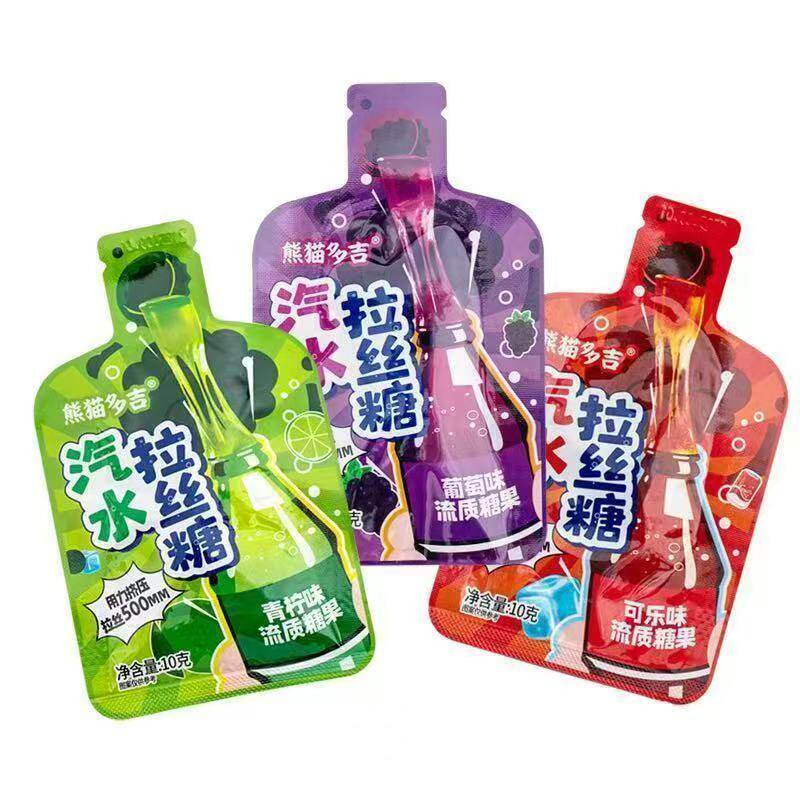 汽水拉丝糖挤压式流质糖果袋装可乐葡萄苹果味网红小零食校园批发