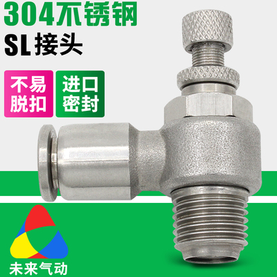 304不锈钢SL8-02节流阀气动气管快速接头调速阀 耐高温高压耐腐蚀