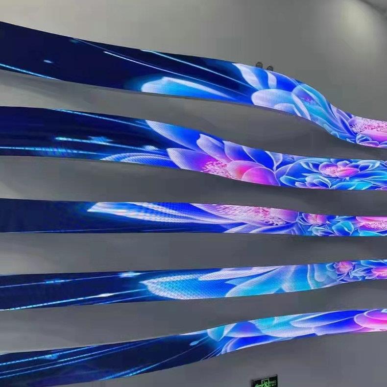 室内led柔性显示屏可曲创意KHZ弧形Pp弯22.5P3P4P5全彩软模led屏