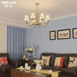 美式 田复古全铜吊 简约客QLV厅灯现代大气创园意奢餐厅卧室轻欧式