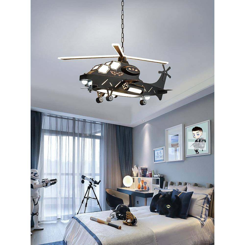 飞机古灯儿童房机灯男孩房吊间卧室灯创意WZT个性复工业风直升模