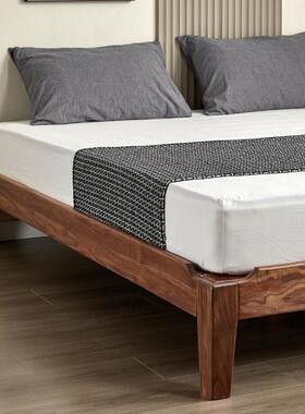 9WF77TSSS7无头床卧全实木床主黑胡桃木床简约加高小户无型榻榻米