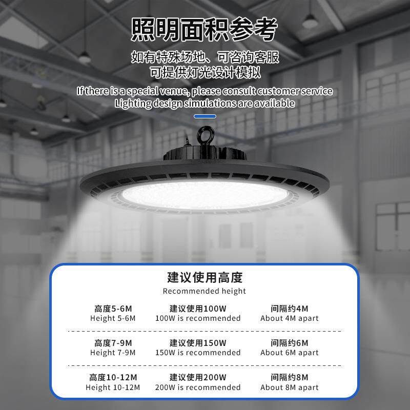 防水U1FO工矿灯高亮0W工厂车间照足CJA明灯具LED瓦天0棚飞碟灯