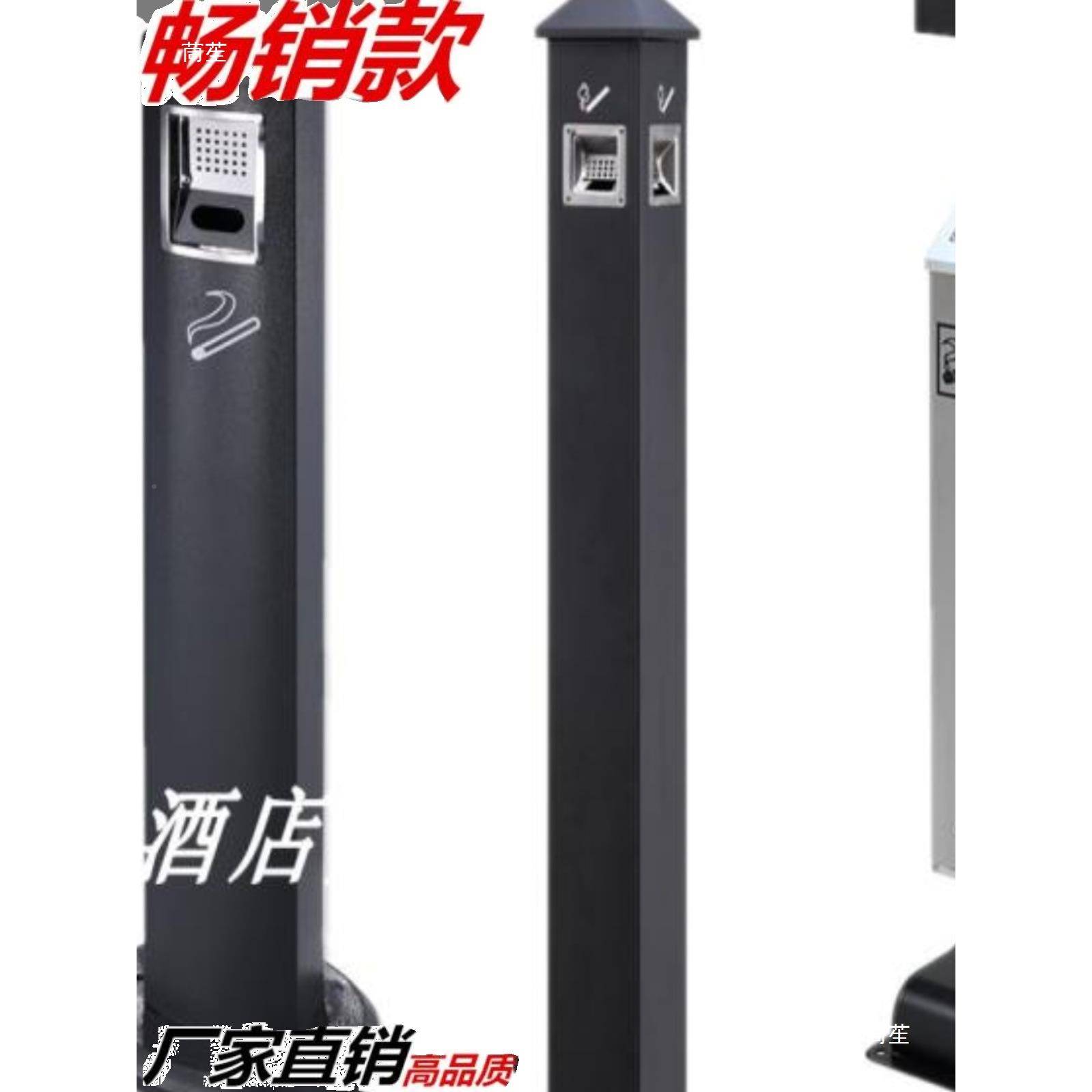 柱烟蒂柱酒店烟灰户垃圾桶大堂吸烟区外立筒烟灰BSI皿箱式烟头收图片