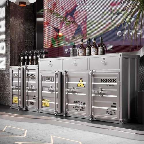 工业风酒集装箱储物厨子房餐边柜收纳柜64095吧餐厅柜柜工业风茶