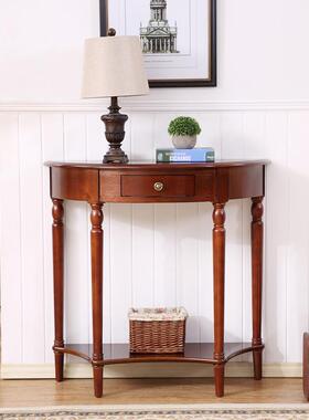 美关式实木玄桌玄玄关柜门厅F755J8JT柜半圆关台玄关柜带抽屉玄关