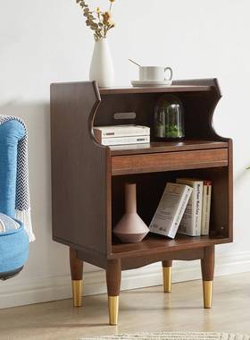 家代逸床头柜现26219简小型储约物柜家用带灯轻奢小收纳柜卧室床