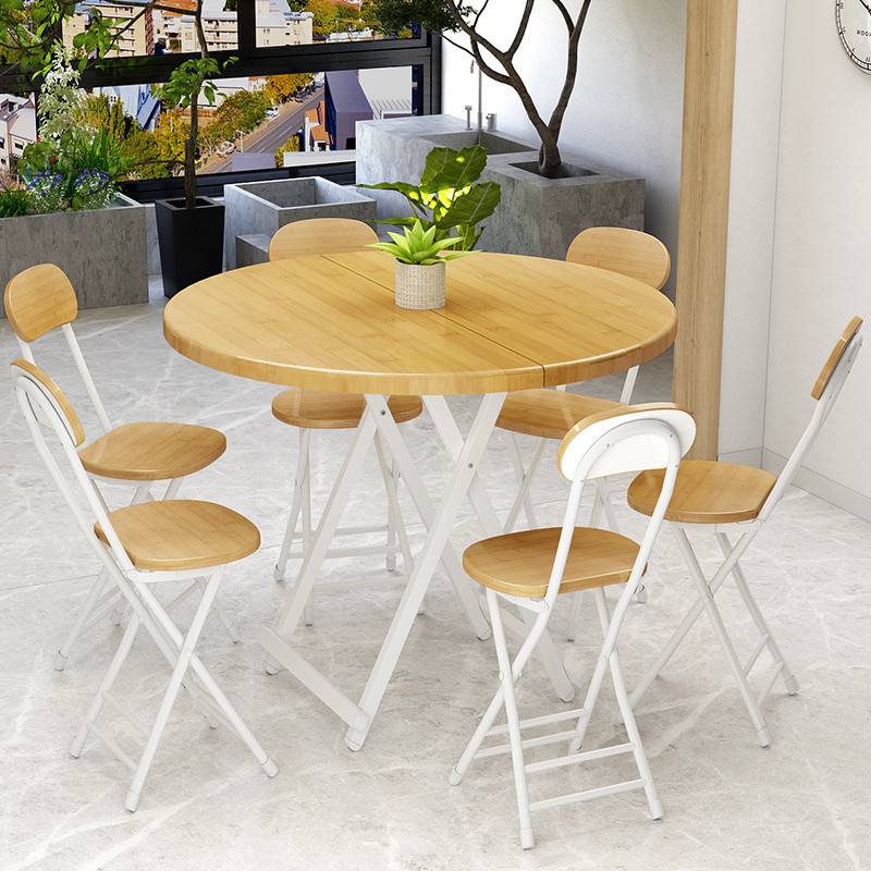 R4E折叠桌餐桌家用小户型圆桌桌子简约饭桌户外折叠桌椅便携式摆