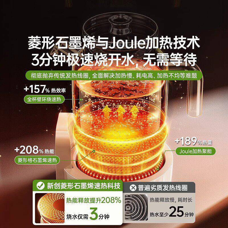 DLA家用恒温生壶全玻璃茶器公室小型多功能蒸煮煮一体烧养水壶
