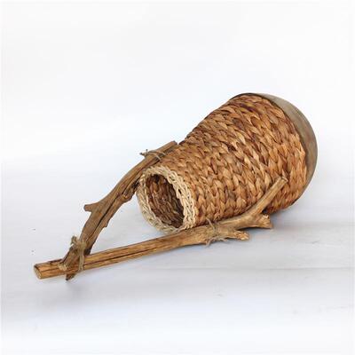 工厂作家销售手制蒲草和饰泡桐混搭编织CF20090篓花篮器皿桌面装