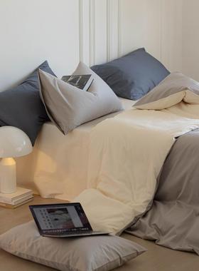 100床s长被绒棉贡缎床上三四件套棉全纯棉轻奢纯色床单tb-68003套