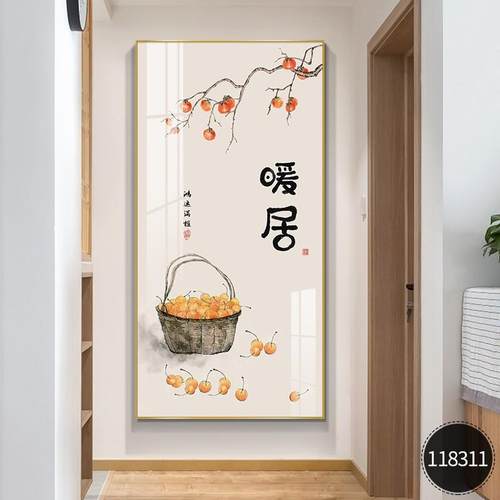 中式玄关饰JK326画暖过居走廊道装饰新壁画现代装简约茶室挂画竖