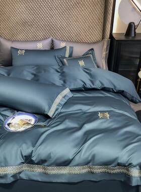 酒店轻奢风10套支长棉四件套绒纯棉刺绣被裸IPJ8睡床单床笠床上用