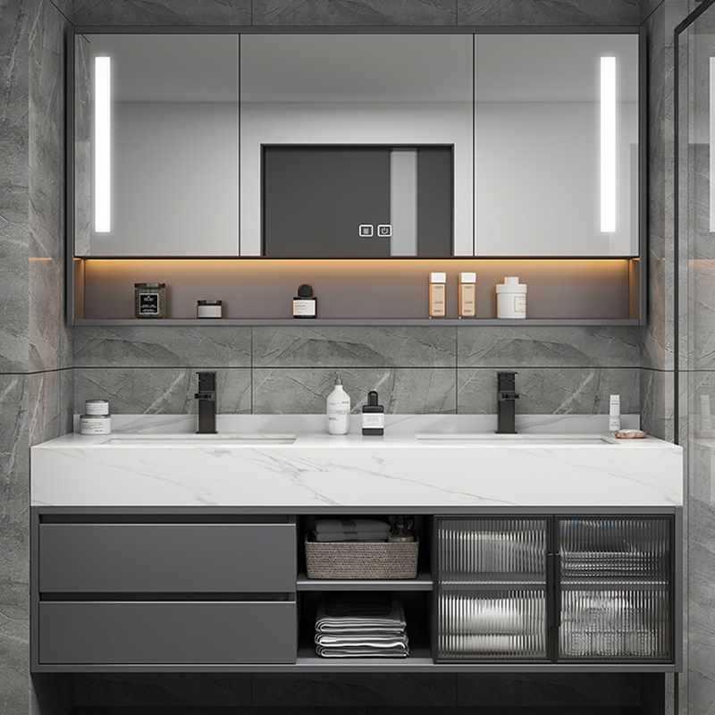 轻奢岩F969S885板体浴室柜组合漱卫生间实木双台盆洗洗脸一洗手台