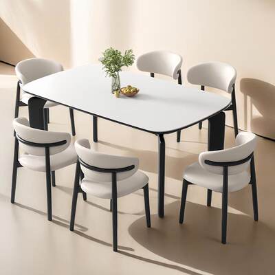 现代简椅约实木桌YNI组桌合家用小餐户型长方形餐饭新款大象腿桌