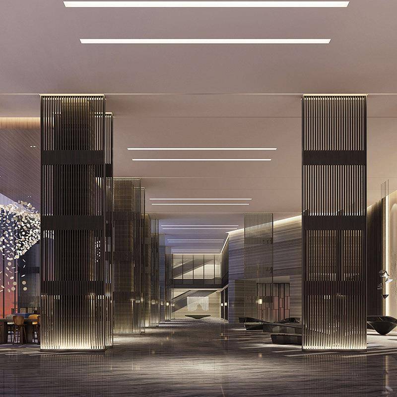 不锈钢隔断GEC屏风新式中镂雕屏花玄关别墅客厅入户空金属装饰隔