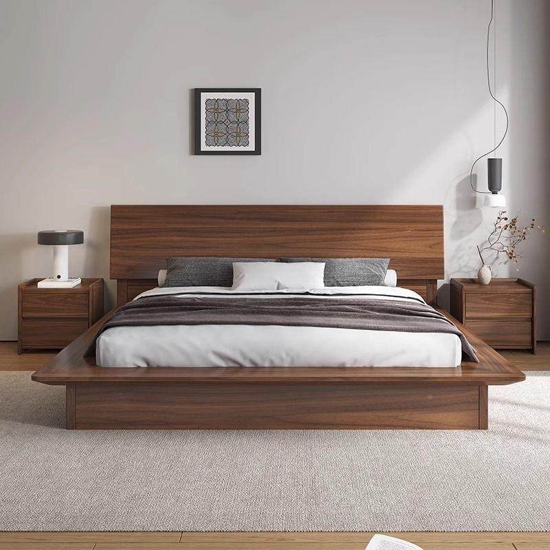 黑胡桃实木床1.8米代简双人床新木ADB中式高箱现储约物卧室家具婚