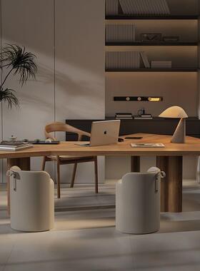 简约实现代木23440电脑桌奢风极简异形工作台办公桌板轻桌设计师