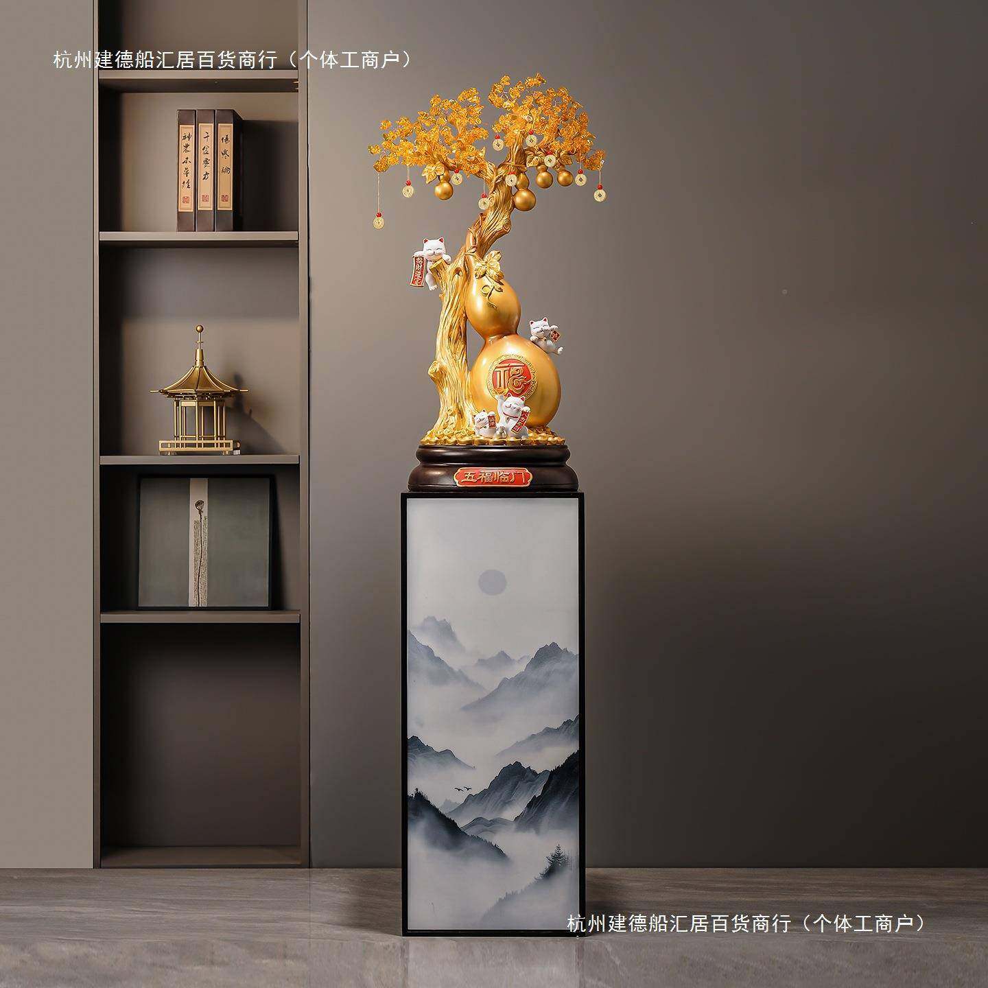 葫芦发财树电视柜旁边落摆206A00075-2新件款地走廊玄关中式大型,家居饰品,落地摆件,淘宝优惠券,粉丝福利购,淘宝优惠卷