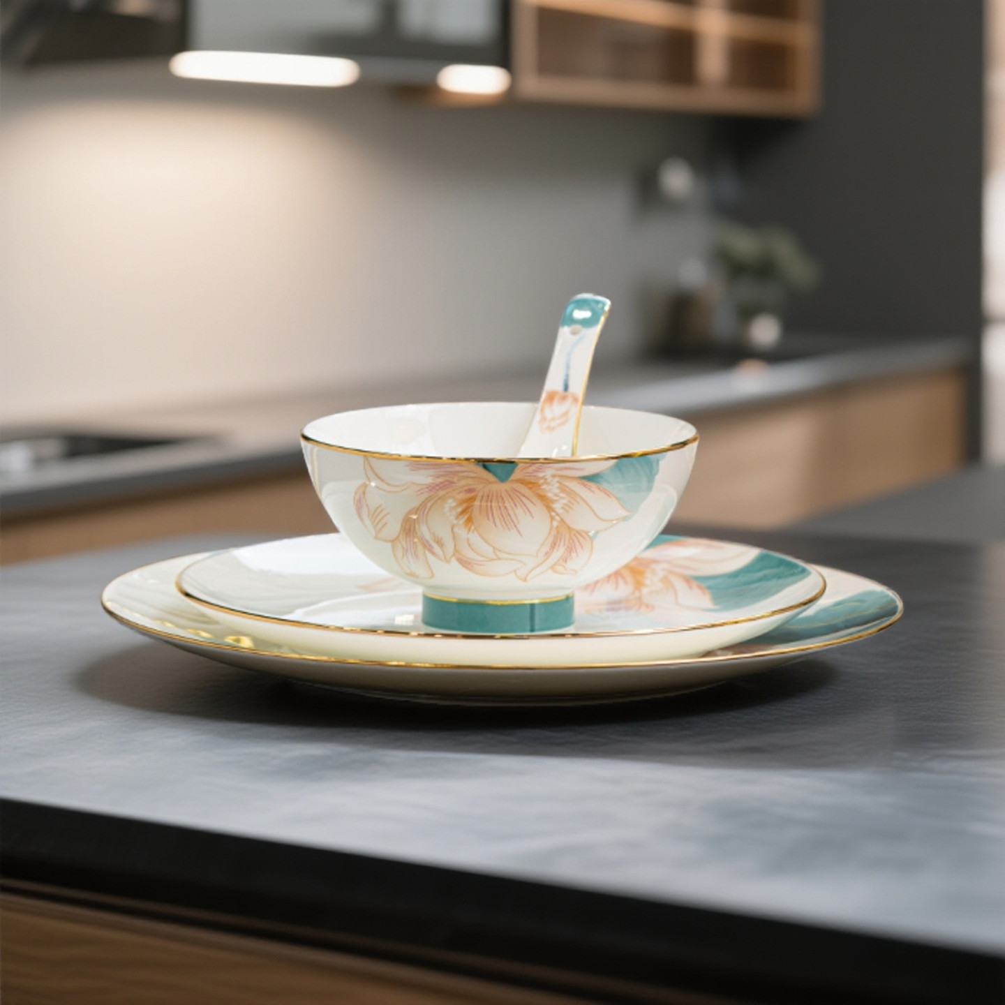 碗碟套装家用2025新款景德镇骨瓷餐具高级感碗盘碗筷高档乔迁碗具