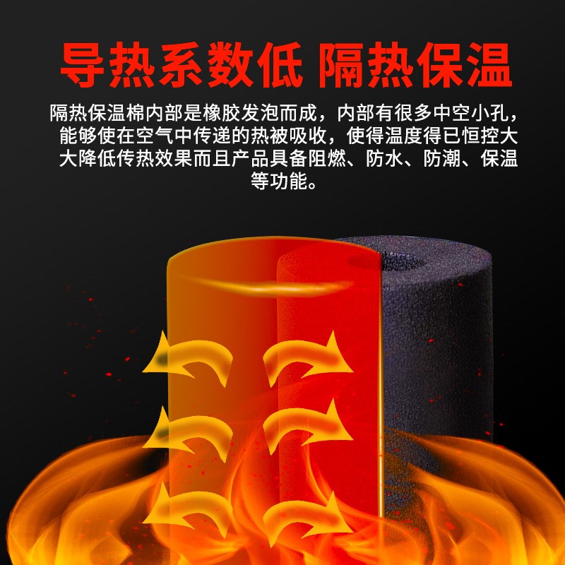 B1级橡塑管高密度保温管套空调管道保温管防冷凝水阻燃防火棉管