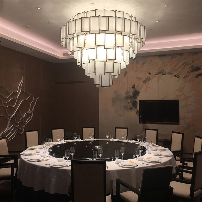 新中式别墅大吊灯客厅灯挑高中空越层现代酒店包厢三层复式楼亚克