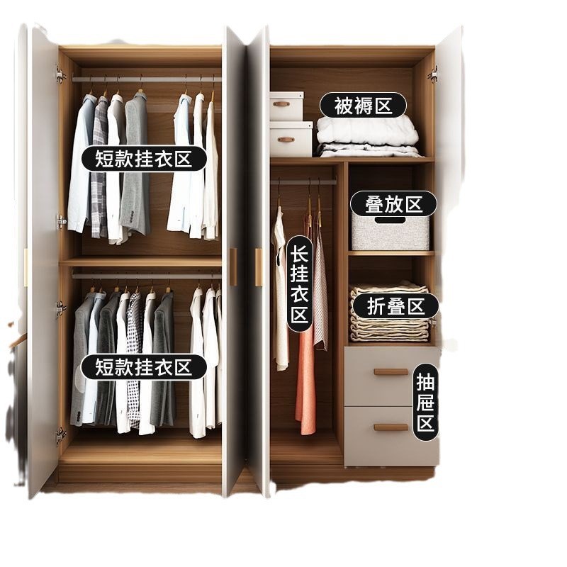 实木衣柜家用卧室简易组装出租房衣橱简约现代小户型推拉门收纳柜