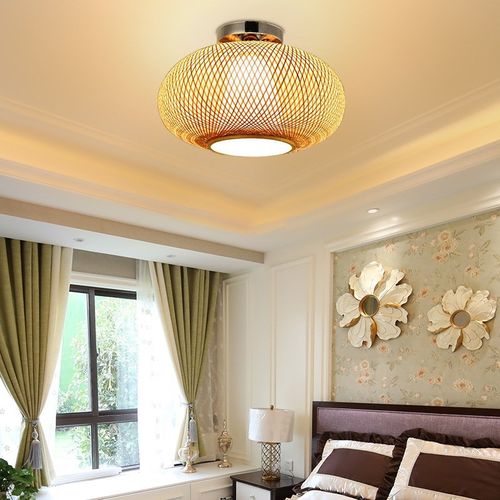 新中式卧室竹编灯具客厅餐厅儿童房茶室玄关走廊过道竹艺吸顶灯