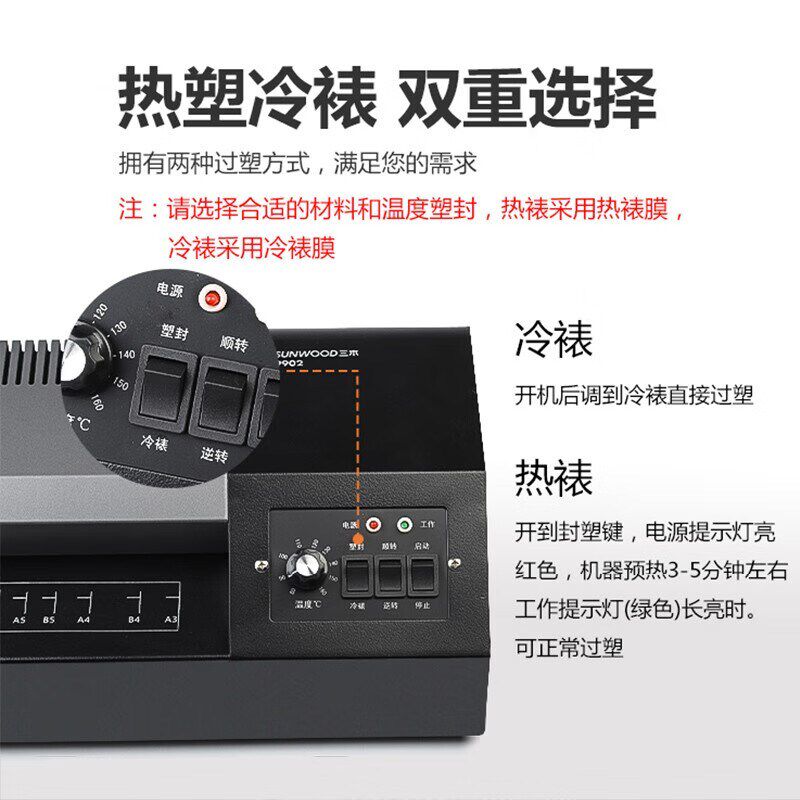 三木照片塑封机A3过塑机办公过胶机相片热裱冷裱金属外壳覆膜机