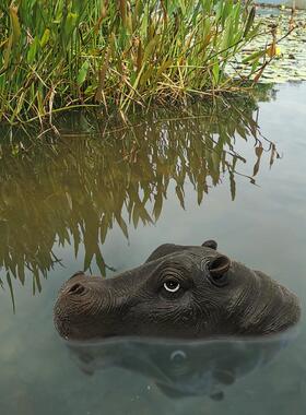 户外池塘漂浮鲨鱼仿真动物树脂河马头摆件跨境水上浮水造景工艺品