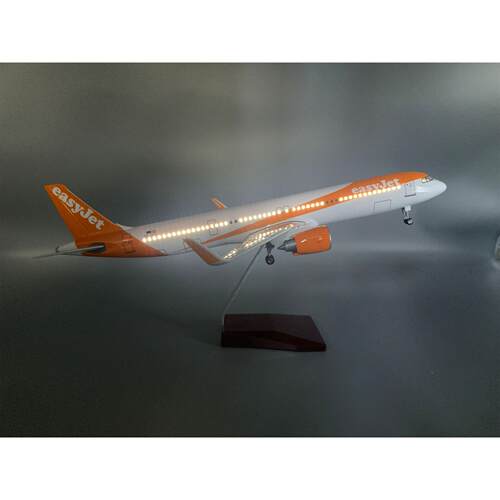 A321易捷航空飞机模型带灯带轮子仿真静态航模摆件