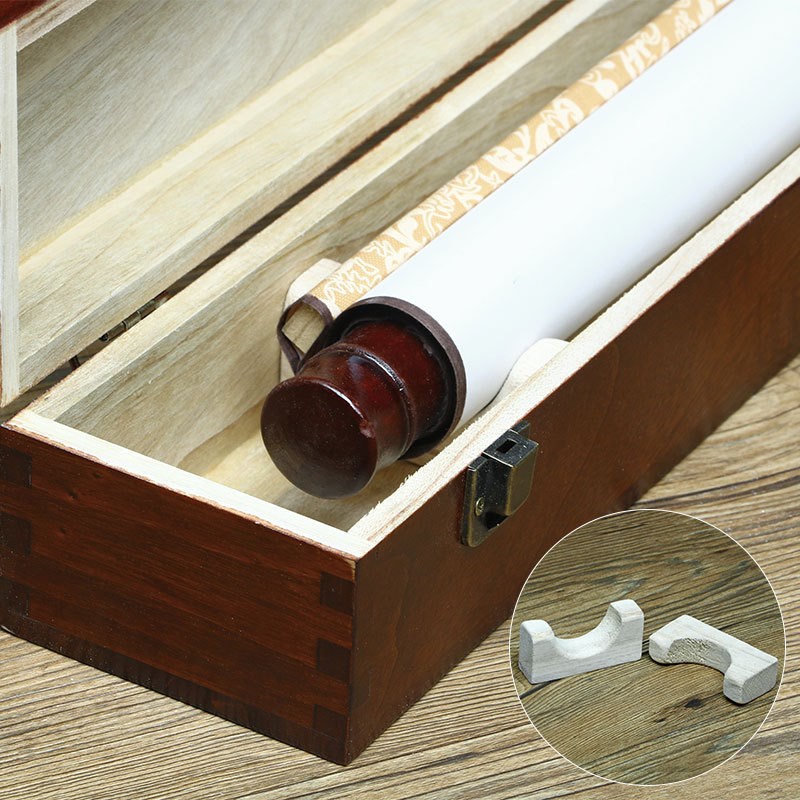 木质书画盒收纳长条中式香樟盒木盒盒子锦盒手卷书画宣纸包装