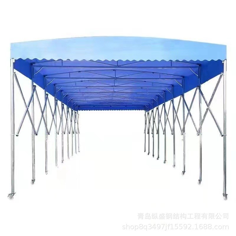 山东大型推拉雨棚伸缩式遮阳棚汽车停车棚帐篷户外防雨移动蓬活动