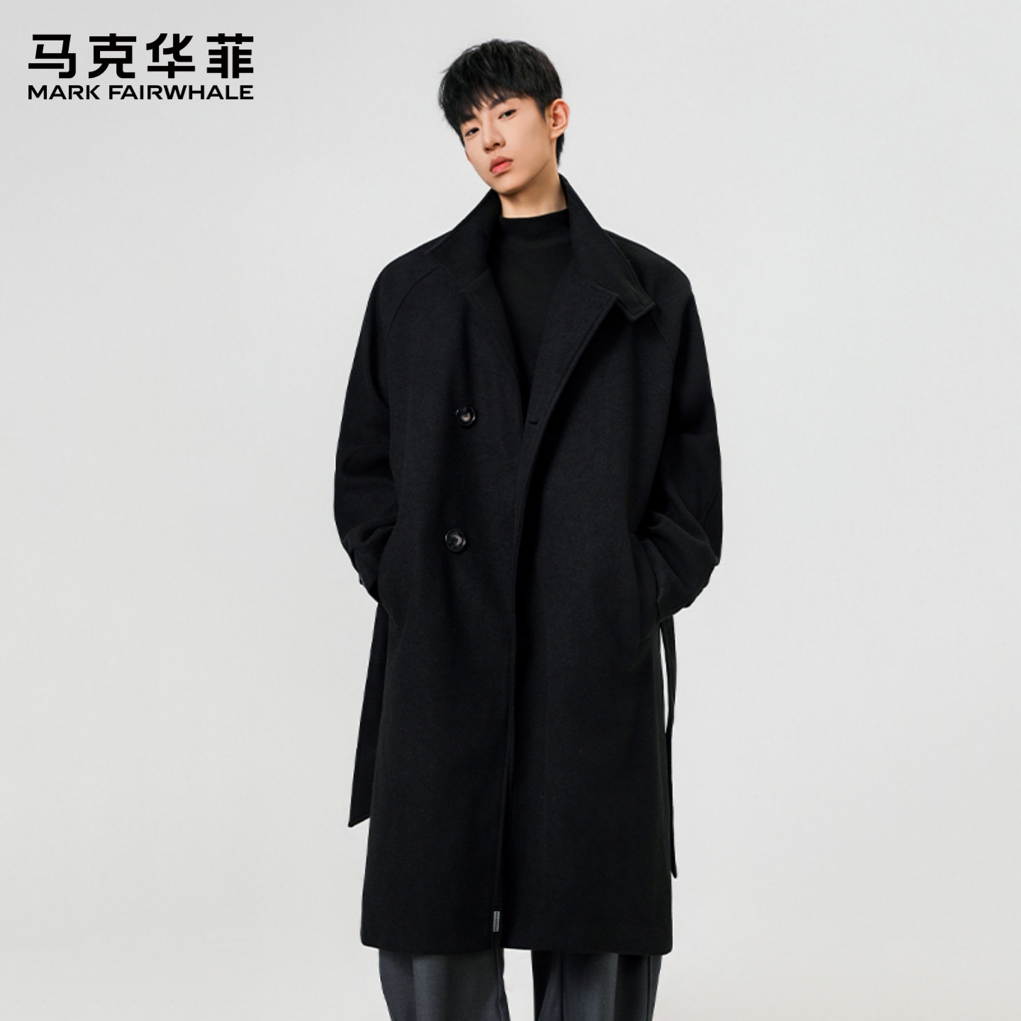 马克华菲中长款毛呢大衣男2025新款秋冬季棉外套高级感英伦风风衣