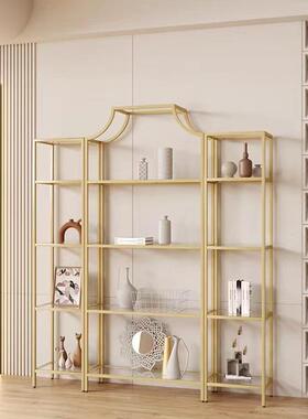 CRO艺铁置物层架展隔断落地示架现代简约铁艺多玻璃置物架