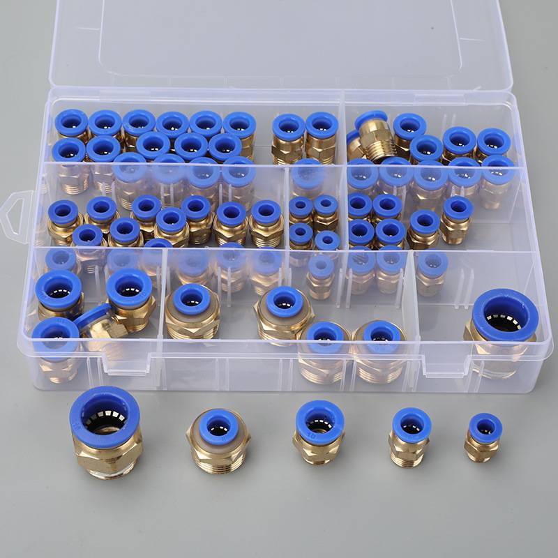 PC接头72件套气管快速接头气动元件PC公制快插快接螺纹直通丝牙