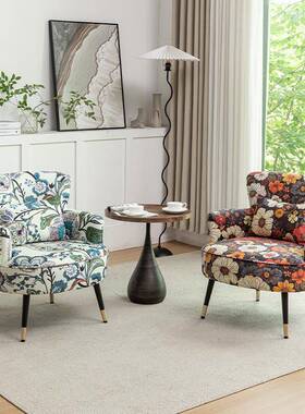 闲轻奢老沙发椅布艺阳单人虎凳美式复古客厅台休椅子卧ZPJ室围椅t